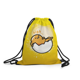 Рюкзак-мешок 3D с принтом Gudetama в Кировске, 100% полиэстер | плотность ткани — 200 г/м2, размер — 35 х 45 см; лямки — толстые шнурки, застежка на шнуровке, без карманов и подкладки | gudetama | анимешное яйцо | гудетама | желток | стекающее яйцо | яичница