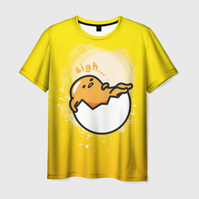Мужская футболка 3D с принтом Gudetama в Кировске, 100% полиэфир | прямой крой, круглый вырез горловины, длина до линии бедер | gudetama | анимешное яйцо | гудетама | желток | стекающее яйцо | яичница