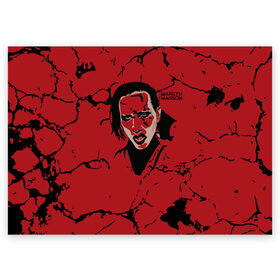 Поздравительная открытка с принтом Marilyn Manson в Кировске, 100% бумага | плотность бумаги 280 г/м2, матовая, на обратной стороне линовка и место для марки
 | marilyn manson | nothing records | известность | музыка | рок группа