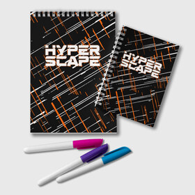 Блокнот с принтом Hyper Scape в Кировске, 100% бумага | 48 листов, плотность листов — 60 г/м2, плотность картонной обложки — 250 г/м2. Листы скреплены удобной пружинной спиралью. Цвет линий — светло-серый
 | Тематика изображения на принте: esport | games | hyper scape | twitch | игроки | игролюбители | игроманы | игры | киберспорт | королевская битва | корона | твич | хупер скайп | хупер скайпе