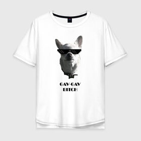 Мужская футболка хлопок Oversize с принтом cool dog в Кировске, 100% хлопок | свободный крой, круглый ворот, “спинка” длиннее передней части | chihuahua | cool | dog | fun | funny dog | puppy | small dog | маленький пес | прикол | смешной принт | чихуахуа