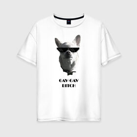 Женская футболка хлопок Oversize с принтом cool dog в Кировске, 100% хлопок | свободный крой, круглый ворот, спущенный рукав, длина до линии бедер
 | chihuahua | cool | dog | fun | funny dog | puppy | small dog | маленький пес | прикол | смешной принт | чихуахуа
