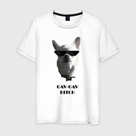 Мужская футболка хлопок с принтом cool dog в Кировске, 100% хлопок | прямой крой, круглый вырез горловины, длина до линии бедер, слегка спущенное плечо. | chihuahua | cool | dog | fun | funny dog | puppy | small dog | маленький пес | прикол | смешной принт | чихуахуа
