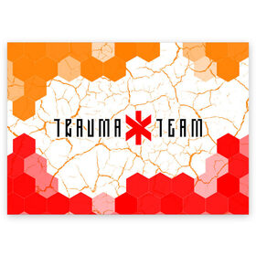 Поздравительная открытка с принтом CYBERPUNK 2077 - TRAUMA TEAM в Кировске, 100% бумага | плотность бумаги 280 г/м2, матовая, на обратной стороне линовка и место для марки
 | Тематика изображения на принте: 