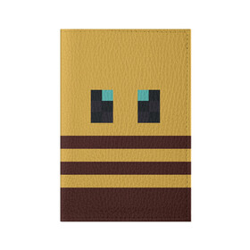 Обложка для паспорта матовая кожа с принтом Minecraft Bee в Кировске, натуральная матовая кожа | размер 19,3 х 13,7 см; прозрачные пластиковые крепления | Тематика изображения на принте: bee | minecraft | майнкрафт | пчела | пчёлка | пчелобав