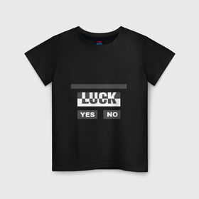 Детская футболка хлопок с принтом Luck в Кировске, 100% хлопок | круглый вырез горловины, полуприлегающий силуэт, длина до линии бедер | белый | геометрия | да | квадраты | нет | серый | слова | счастливчик | удача