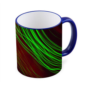 Кружка с принтом Qleen в Кировске, керамика | ёмкость 330 мл | abstraction | blur | green | light | lines | абстракция | зелёный | линии | размытость | свет