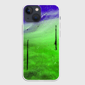 Чехол для iPhone 13 mini с принтом GreenFer в Кировске,  |  | abstraction | art | blue | green | paint | stains | абстракция | арт | зелёный | краска | разводы | синий