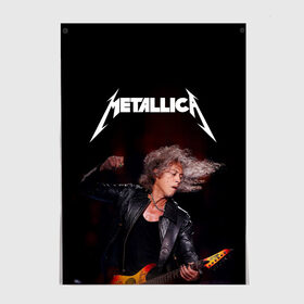 Постер с принтом Metallica Kirk Hammett в Кировске, 100% бумага
 | бумага, плотность 150 мг. Матовая, но за счет высокого коэффициента гладкости имеет небольшой блеск и дает на свету блики, но в отличии от глянцевой бумаги не покрыта лаком | guitar | guitarist | heavy | kirk hammett | metall | metallica | rock | trash | кирк хэммит | металл | металлика | рок | хэви