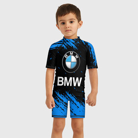 Детский купальный костюм 3D с принтом BMW. в Кировске, Полиэстер 85%, Спандекс 15% | застежка на молнии на спине | bmw | bmw performance | m | motorsport | performance | бмв | моторспорт