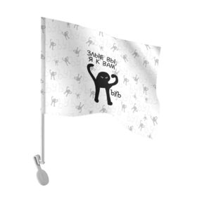 Флаг для автомобиля с принтом ЪУЪ ЗЛЫЕ ВЫ, Я К ВАМ в Кировске, 100% полиэстер | Размер: 30*21 см | cat | mem | memes | злой | интернет | кот | мем | мем кот | приколы | съука | ъуъ | ъуъ съука