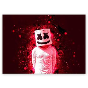 Поздравительная открытка с принтом MARSHMELLO в Кировске, 100% бумага | плотность бумаги 280 г/м2, матовая, на обратной стороне линовка и место для марки
 | fortnite | marshmallo | marshmallow | marshmello | marshmellow | маршмелло | маршмеллоу | розы | фортнайт