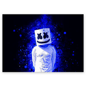 Поздравительная открытка с принтом MARSHMELLO в Кировске, 100% бумага | плотность бумаги 280 г/м2, матовая, на обратной стороне линовка и место для марки
 | fortnite | marshmallo | marshmallow | marshmello | marshmellow | маршмелло | маршмеллоу | розы | фортнайт