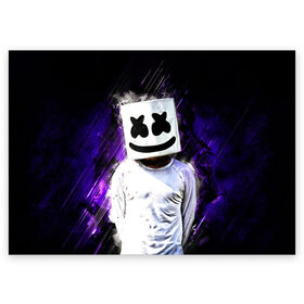 Поздравительная открытка с принтом MARSHMELLO в Кировске, 100% бумага | плотность бумаги 280 г/м2, матовая, на обратной стороне линовка и место для марки
 | fortnite | marshmallo | marshmallow | marshmello | marshmellow | маршмелло | маршмеллоу | розы | фортнайт