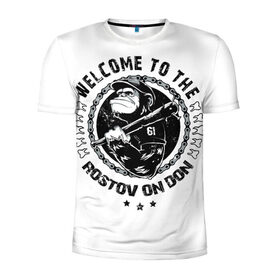 Мужская футболка 3D спортивная с принтом Welcome to the Rostov в Кировске, 100% полиэстер с улучшенными характеристиками | приталенный силуэт, круглая горловина, широкие плечи, сужается к линии бедра | 