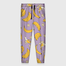 Женские брюки 3D с принтом Бананчики в Кировске, полиэстер 100% | прямой крой, два кармана без застежек по бокам, с мягкой трикотажной резинкой на поясе и по низу штанин. В поясе для дополнительного комфорта — широкие завязки | banana | pattern | pattern banana | банан | банана | банановый паттерн | бананчик | бананчики | бананы | еда | паттерн | полоса | полосы | фрукт | фрукты