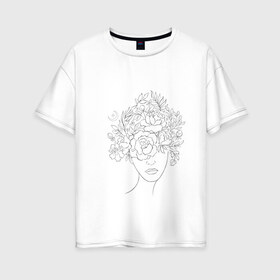 Женская футболка хлопок Oversize с принтом Цветочная фея в Кировске, 100% хлопок | свободный крой, круглый ворот, спущенный рукав, длина до линии бедер
 | 