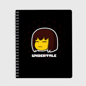 Тетрадь с принтом UNDERTALE в Кировске, 100% бумага | 48 листов, плотность листов — 60 г/м2, плотность картонной обложки — 250 г/м2. Листы скреплены сбоку удобной пружинной спиралью. Уголки страниц и обложки скругленные. Цвет линий — светло-серый
 | sans | undertale | андертале | андертейл | игра | подземная история | подземная сказка | санс | ундертале