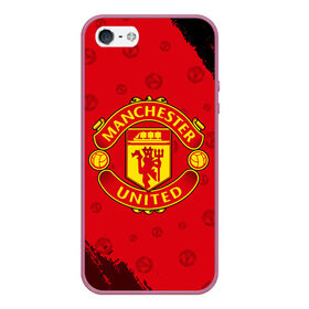 Чехол для iPhone 5/5S матовый с принтом MANCHESTER UNITED в Кировске, Силикон | Область печати: задняя сторона чехла, без боковых панелей | Тематика изображения на принте: club | footbal | logo | manchester | united | знак | клуб | лого | логотип | логотипы | манчестер | символ | символы | форма | футбол | футбольная | футбольный | юнайтед