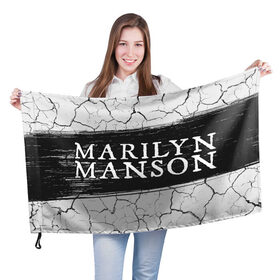 Флаг 3D с принтом MARILYN MANSON / М. МЭНСОН в Кировске, 100% полиэстер | плотность ткани — 95 г/м2, размер — 67 х 109 см. Принт наносится с одной стороны | 