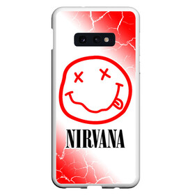 Чехол для Samsung S10E с принтом NIRVANA НИРВАНА в Кировске, Силикон | Область печати: задняя сторона чехла, без боковых панелей | band | cobain | face | kurt | logo | music | nirvana | rock | rocknroll | группа | кобейн | курт | лого | логотип | музыка | музыкальная | нирвана | рожица | рок | рокнролл | символ