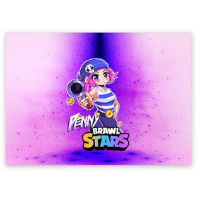 Поздравительная открытка с принтом Penny Brawl Stars в Кировске, 100% бумага | плотность бумаги 280 г/м2, матовая, на обратной стороне линовка и место для марки
 | anime | brawl | brawl stars | brawlstars | brawl_stars | panny | peny | аниме | бравл | бравлстарс | девочка | девочка в шкуре медведя | девушка | манга | пени | пини