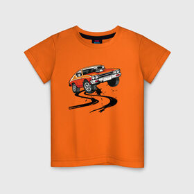Детская футболка хлопок с принтом гоночная машина в Кировске, 100% хлопок | круглый вырез горловины, полуприлегающий силуэт, длина до линии бедер | hot wheels | гонка | гоночная машина | машины | спортивная машина