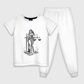 Детская пижама хлопок с принтом Фемида двухсторонняя в Кировске, 100% хлопок |  брюки и футболка прямого кроя, без карманов, на брюках мягкая резинка на поясе и по низу штанин
 | богиня | весы | меч | правосудие | фемида