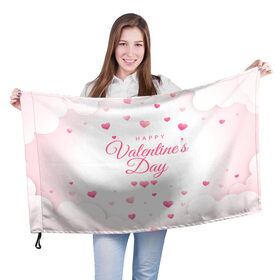 Флаг 3D с принтом Happy Valentines Day в Кировске, 100% полиэстер | плотность ткани — 95 г/м2, размер — 67 х 109 см. Принт наносится с одной стороны | 