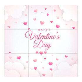 Магнитный плакат 3Х3 с принтом Happy Valentines Day в Кировске, Полимерный материал с магнитным слоем | 9 деталей размером 9*9 см | Тематика изображения на принте: 