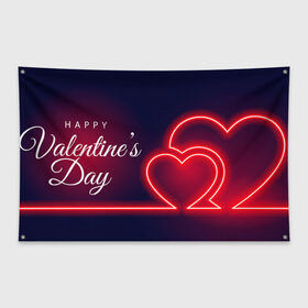 Флаг-баннер с принтом Happy Valentines Day в Кировске, 100% полиэстер | размер 67 х 109 см, плотность ткани — 95 г/м2; по краям флага есть четыре люверса для крепления | 