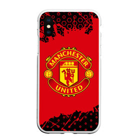 Чехол для iPhone XS Max матовый с принтом MANCHESTER UNITED в Кировске, Силикон | Область печати: задняя сторона чехла, без боковых панелей | 