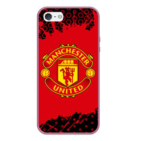 Чехол для iPhone 5/5S матовый с принтом MANCHESTER UNITED в Кировске, Силикон | Область печати: задняя сторона чехла, без боковых панелей | Тематика изображения на принте: 