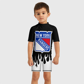 Детский купальный костюм 3D с принтом Нью-Йорк Рейнджерс в Кировске, Полиэстер 85%, Спандекс 15% | застежка на молнии на спине | hockey | new york | new york rangers | nhl | rangers | usa | нхл | нью йорк | нью йорк рейнджерс | рейнджерс | спорт | сша | хоккей | шайба
