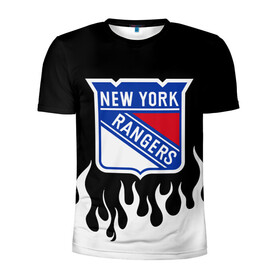 Мужская футболка 3D спортивная с принтом Нью-Йорк Рейнджерс в Кировске, 100% полиэстер с улучшенными характеристиками | приталенный силуэт, круглая горловина, широкие плечи, сужается к линии бедра | Тематика изображения на принте: hockey | new york | new york rangers | nhl | rangers | usa | нхл | нью йорк | нью йорк рейнджерс | рейнджерс | спорт | сша | хоккей | шайба