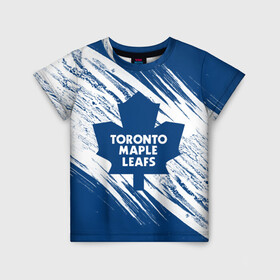Детская футболка 3D с принтом Toronto Maple Leafs,  в Кировске, 100% гипоаллергенный полиэфир | прямой крой, круглый вырез горловины, длина до линии бедер, чуть спущенное плечо, ткань немного тянется | Тематика изображения на принте: hockey | maple leafs | nhl | toronto | toronto maple leafs | usa | мейпл лифс | нхл | спорт | сша | торонто | торонто мейпл лифс | хоккей | шайба