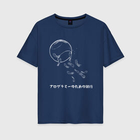 Женская футболка хлопок Oversize с принтом Эстетика аквариум с глазами в Кировске, 100% хлопок | свободный крой, круглый ворот, спущенный рукав, длина до линии бедер
 | 