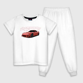 Детская пижама хлопок с принтом Mazda RX-7 в Кировске, 100% хлопок |  брюки и футболка прямого кроя, без карманов, на брюках мягкая резинка на поясе и по низу штанин
 | drift | mazda | mazda rx7 | rotary | rx 7 | stance