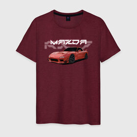 Мужская футболка хлопок с принтом Mazda RX-7 в Кировске, 100% хлопок | прямой крой, круглый вырез горловины, длина до линии бедер, слегка спущенное плечо. | drift | mazda | mazda rx7 | rotary | rx 7 | stance
