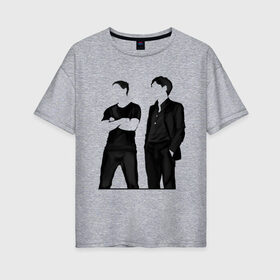 Женская футболка хлопок Oversize с принтом Двое серьезных мужчин в Кировске, 100% хлопок | свободный крой, круглый ворот, спущенный рукав, длина до линии бедер
 | актеры | знаменитости | кино | мужчины | силуэт | том харди