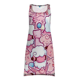 Платье-майка 3D с принтом Розовое собрание в Кировске, 100% полиэстер | полуприлегающий силуэт, широкие бретели, круглый вырез горловины, удлиненный подол сзади. | pokemon | pokemon go | арт | мью | мью ту | покемон | покемоны | рисунок | розовые покемоны | розовый покемон
