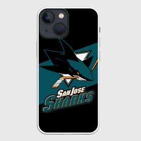 Чехол для iPhone 13 mini с принтом Сан Хосе Шаркс в Кировске,  |  | hockey | nhl | san jose | san jose sharks | sharks | usa | нхл | сан хосе | сан хосе шаркс | спорт | сша | хоккей | шайба | шаркс