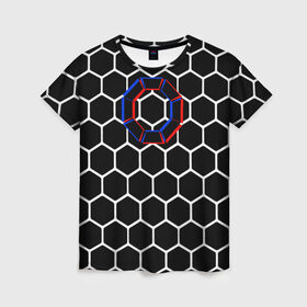 Женская футболка 3D с принтом ЧЕРНОЕ ЗЕРКАЛО ЗАГРУЗКА в Кировске, 100% полиэфир ( синтетическое хлопкоподобное полотно) | прямой крой, круглый вырез горловины, длина до линии бедер | 