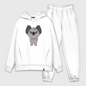 Мужской костюм хлопок OVERSIZE с принтом Сердитая Коала в Кировске,  |  | angry | coala | cute | grumpy | koala | paw | paws | австралийская | австралия | забавный | злая | злой | лапка | лапки | медведь | милота | милый | мишка | недовольный | обида | обижулька | прикол | сердится | смешная