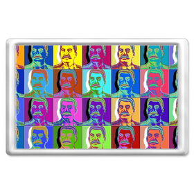 Магнит 45*70 с принтом Stalin pop-art в Кировске, Пластик | Размер: 78*52 мм; Размер печати: 70*45 | chief | color | eyes | moustache | pop art | stalin | view | взгляд | вождь | глаза | поп  арт | сталин | усы | цвет