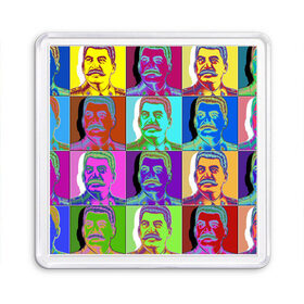 Магнит 55*55 с принтом Stalin pop-art в Кировске, Пластик | Размер: 65*65 мм; Размер печати: 55*55 мм | Тематика изображения на принте: chief | color | eyes | moustache | pop art | stalin | view | взгляд | вождь | глаза | поп  арт | сталин | усы | цвет
