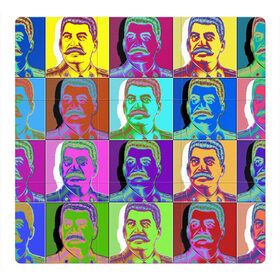 Магнитный плакат 3Х3 с принтом Stalin pop-art в Кировске, Полимерный материал с магнитным слоем | 9 деталей размером 9*9 см | Тематика изображения на принте: chief | color | eyes | moustache | pop art | stalin | view | взгляд | вождь | глаза | поп  арт | сталин | усы | цвет