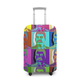 Чехол для чемодана 3D с принтом Stalin pop-art в Кировске, 86% полиэфир, 14% спандекс | двустороннее нанесение принта, прорези для ручек и колес | chief | color | eyes | moustache | pop art | stalin | view | взгляд | вождь | глаза | поп  арт | сталин | усы | цвет