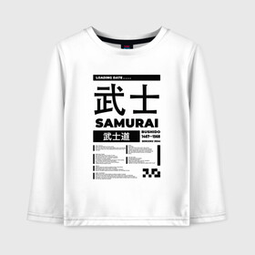 Детский лонгслив хлопок с принтом КИБЕРПАНК SAMURAI САМУРАЙ в Кировске, 100% хлопок | круглый вырез горловины, полуприлегающий силуэт, длина до линии бедер | Тематика изображения на принте: samurai | бусидо | иероглифы | киберпанк | самурай | символы | сэнгоку дзидай | японский