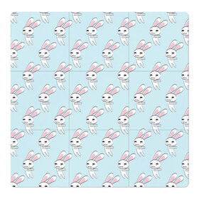 Магнитный плакат 3Х3 с принтом Милый кролик в Кировске, Полимерный материал с магнитным слоем | 9 деталей размером 9*9 см | Тематика изображения на принте: арт | белый | зайцы | зайчик | зайчики | заяц | кролик | кролики | рисунок | розовый | синий